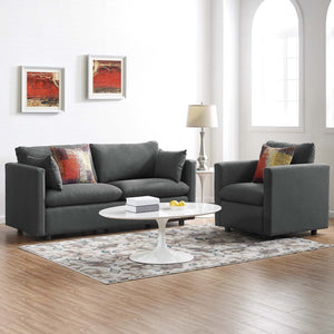 ModwayModway Activate Upholstered Fabric Sofa and Armchair Set EEI-4045 EEI-4045-GRY-SET- BetterPatio.com