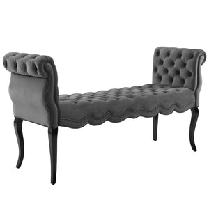 ModwayModway Adelia Chesterfield Style Button Tufted Performance Velvet Bench EEI-3018 EEI-3018-GRY- BetterPatio.com