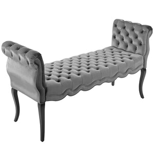 ModwayModway Adelia Chesterfield Style Button Tufted Performance Velvet Bench EEI-3018 EEI-3018-LGR- BetterPatio.com