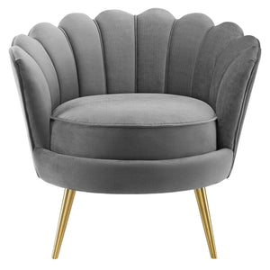 ModwayModway Admire Scalloped Edge Performance Velvet Accent Armchair EEI-3410 EEI-3410-GRY- BetterPatio.com