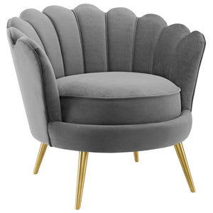 ModwayModway Admire Scalloped Edge Performance Velvet Accent Armchair EEI-3410 EEI-3410-GRY- BetterPatio.com