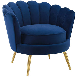 ModwayModway Admire Scalloped Edge Performance Velvet Accent Armchair EEI-3410 EEI-3410-NAV- BetterPatio.com