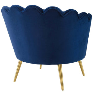 ModwayModway Admire Scalloped Edge Performance Velvet Accent Armchair EEI-3410 EEI-3410-NAV- BetterPatio.com