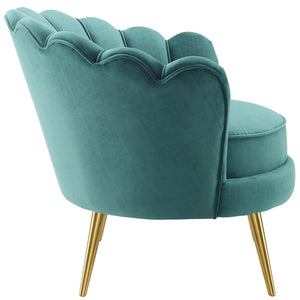 ModwayModway Admire Scalloped Edge Performance Velvet Accent Armchair EEI-3410 EEI-3410-TEA- BetterPatio.com