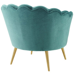 ModwayModway Admire Scalloped Edge Performance Velvet Accent Armchair EEI-3410 EEI-3410-TEA- BetterPatio.com