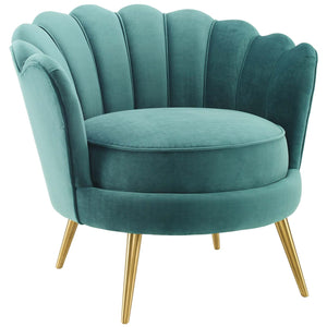 ModwayModway Admire Scalloped Edge Performance Velvet Accent Armchair EEI-3410 EEI-3410-TEA- BetterPatio.com