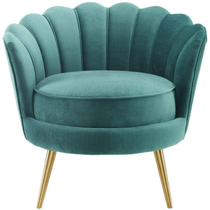 ModwayModway Admire Scalloped Edge Performance Velvet Accent Armchair EEI-3410 EEI-3410-TEA- BetterPatio.com