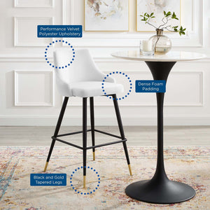 ModwayModway Adorn Performance Velvet Bar Stool EEI-3909 EEI-3909-WHI- BetterPatio.com