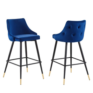 ModwayModway Adorn Performance Velvet Bar Stool Set of 2 EEI-4595 EEI-4595-NAV- BetterPatio.com