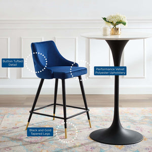 ModwayModway Adorn Performance Velvet Counter Stool EEI-3908 EEI-3908-NAV- BetterPatio.com