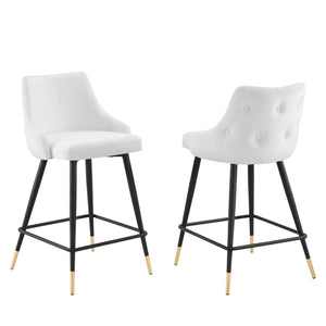 ModwayModway Adorn Performance Velvet Counter Stool Set of 2 EEI-4594 EEI-4594-WHI- BetterPatio.com