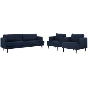 ModwayModway Agile 3 Piece Upholstered Fabric Set EEI-4081 EEI-4081-BLU-SET- BetterPatio.com