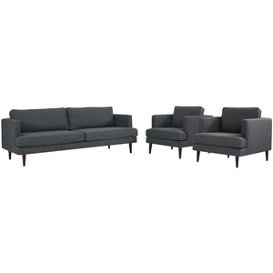 ModwayModway Agile 3 Piece Upholstered Fabric Set EEI-4081 EEI-4081-GRY-SET- BetterPatio.com