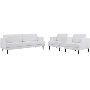 ModwayModway Agile 3 Piece Upholstered Fabric Set EEI-4081 EEI-4081-WHI-SET- BetterPatio.com