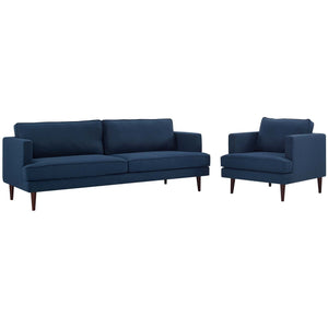 ModwayModway Agile Upholstered Fabric Sofa and Armchair Set EEI-4080 EEI-4080-BLU-SET- BetterPatio.com