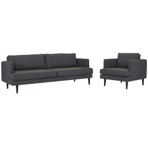 ModwayModway Agile Upholstered Fabric Sofa and Armchair Set EEI-4080 EEI-4080-GRY-SET- BetterPatio.com