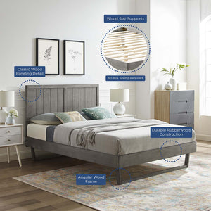 ModwayModway Alana King Wood Platform Bed With Angular Frame MOD-6617 MOD-6617-GRY- BetterPatio.com