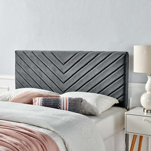 ModwayModway Alyson Angular Channel Tufted Performance Velvet Full / Queen Headboard MOD-6144 MOD-6144-CHA- BetterPatio.com