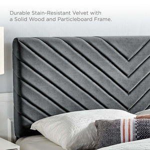 ModwayModway Alyson Angular Channel Tufted Performance Velvet Full / Queen Headboard MOD-6144 MOD-6144-CHA- BetterPatio.com