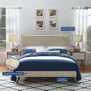 ModwayModway Amaris King Fabric Platform Bed with Round Splayed Legs MOD-5905 MOD-5905-BEI- BetterPatio.com