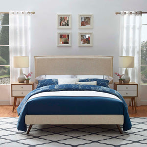 ModwayModway Amaris King Fabric Platform Bed with Round Splayed Legs MOD-5905 MOD-5905-BEI- BetterPatio.com