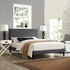 ModwayModway Amaris King Fabric Platform Bed with Squared Tapered Legs MOD-5909 MOD-5909-GRY- BetterPatio.com