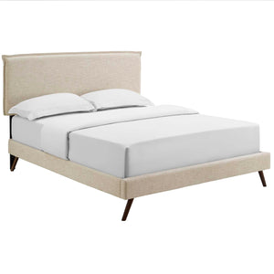 ModwayModway Amaris Queen Fabric Platform Bed with Round Splayed Legs MOD-5904 MOD-5904-BEI- BetterPatio.com