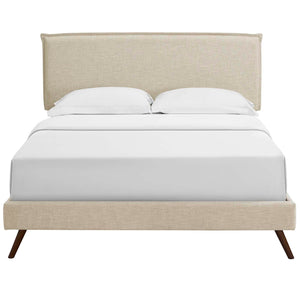 ModwayModway Amaris Queen Fabric Platform Bed with Round Splayed Legs MOD-5904 MOD-5904-BEI- BetterPatio.com