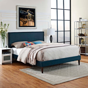 ModwayModway Amaris Queen Fabric Platform Bed with Squared Tapered Legs MOD-5908 MOD-5908-AZU- BetterPatio.com