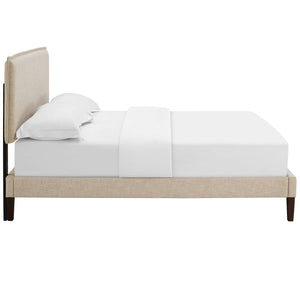 ModwayModway Amaris Queen Fabric Platform Bed with Squared Tapered Legs MOD-5908 MOD-5908-BEI- BetterPatio.com