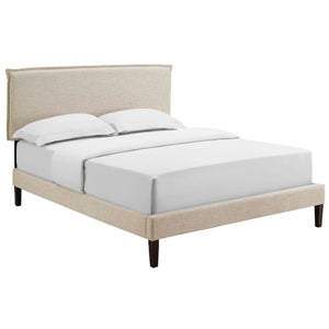 ModwayModway Amaris Queen Fabric Platform Bed with Squared Tapered Legs MOD-5908 MOD-5908-BEI- BetterPatio.com