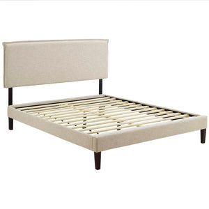 ModwayModway Amaris Queen Fabric Platform Bed with Squared Tapered Legs MOD-5908 MOD-5908-BEI- BetterPatio.com