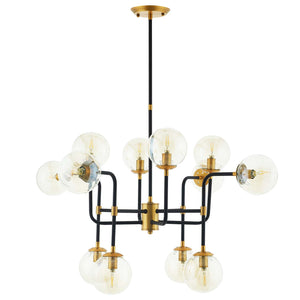 ModwayModway Ambition Amber Glass And Antique Brass 12 Light Pendant Chandelier EEI-2884 EEI-2884- BetterPatio.com