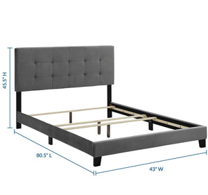 ModwayModway Amira Twin Performance Velvet Bed MOD-5851 MOD-5851-GRY- BetterPatio.com