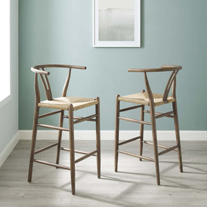 ModwayModway Amish Wood Bar Stool Set of 2 EEI-4166 EEI-4166-GRY- BetterPatio.com