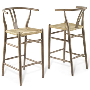 ModwayModway Amish Wood Bar Stool Set of 2 EEI-4166 EEI-4166-GRY- BetterPatio.com