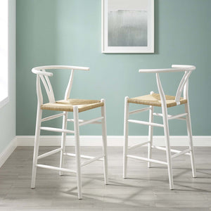 ModwayModway Amish Wood Bar Stool Set of 2 EEI-4166 EEI-4166-WHI- BetterPatio.com