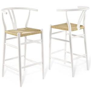 ModwayModway Amish Wood Bar Stool Set of 2 EEI-4166 EEI-4166-WHI- BetterPatio.com