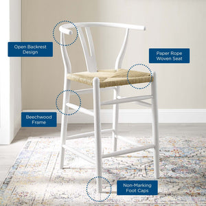 ModwayModway Amish Wood Counter Stool EEI-3850 EEI-3850-WHI- BetterPatio.com