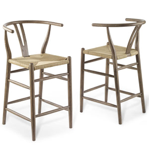 ModwayModway Amish Wood Counter Stool Set of 2 EEI-4165 EEI-4165-GRY- BetterPatio.com