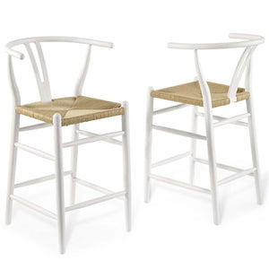 ModwayModway Amish Wood Counter Stool Set of 2 EEI-4165 EEI-4165-WHI- BetterPatio.com