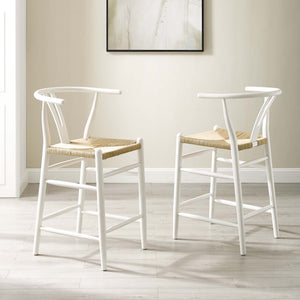 ModwayModway Amish Wood Counter Stool Set of 2 EEI-4165 EEI-4165-WHI- BetterPatio.com