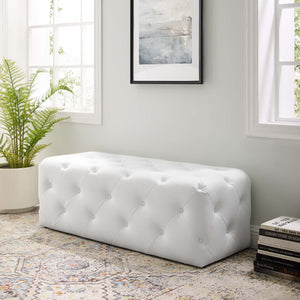 ModwayModway Amour 48" Tufted Button Entryway Faux Leather Bench EEI-3767 EEI-3767-WHI- BetterPatio.com