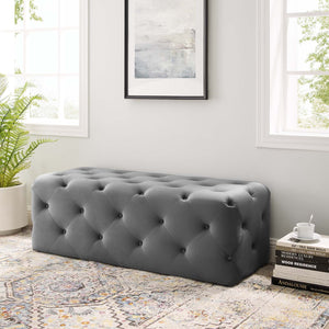 ModwayModway Amour 48" Tufted Button Entryway Performance Velvet Bench EEI-3768 EEI-3768-GRY- BetterPatio.com