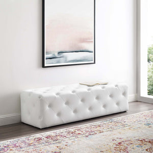 ModwayModway Amour 60" Tufted Button Entryway Faux Leather Bench EEI-3769 EEI-3769-WHI- BetterPatio.com