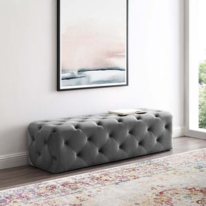 ModwayModway Amour 60" Tufted Button Entryway Performance Velvet Bench EEI-3770 EEI-3770-GRY- BetterPatio.com