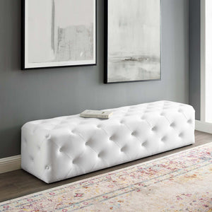 ModwayModway Amour 72" Tufted Button Entryway Faux Leather Bench EEI-3771 EEI-3771-WHI- BetterPatio.com