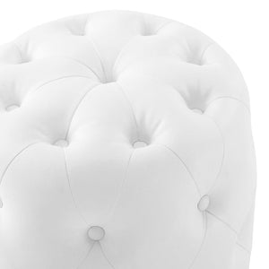 ModwayModway Amour Tufted Button Round Faux Leather Ottoman EEI-3777 EEI-3777-WHI- BetterPatio.com