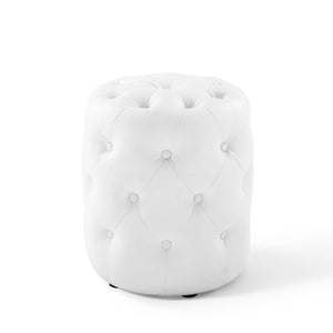 ModwayModway Amour Tufted Button Round Faux Leather Ottoman EEI-3777 EEI-3777-WHI- BetterPatio.com