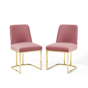 ModwayModway Amplify Sled Base Performance Velvet Dining Chairs - Set of 2 EEI-5569 EEI-5569-GLD-DUS- BetterPatio.com